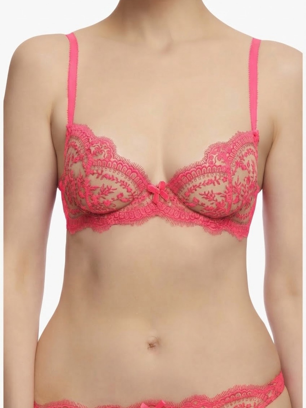 Dita Von Teese Severine Underwire Bra Neon Candy Pink Lace Size US 32D / UK 32D